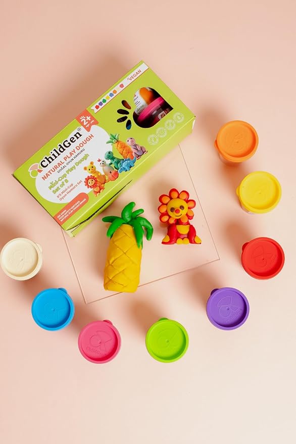 ChildGen – Natuurlijke Speelklei Mini Potjes (8 stuks) - Afbeelding 3