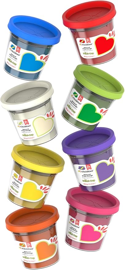 ChildGen – Natuurlijke Speelklei Mini Potjes (8 stuks) - Afbeelding 2