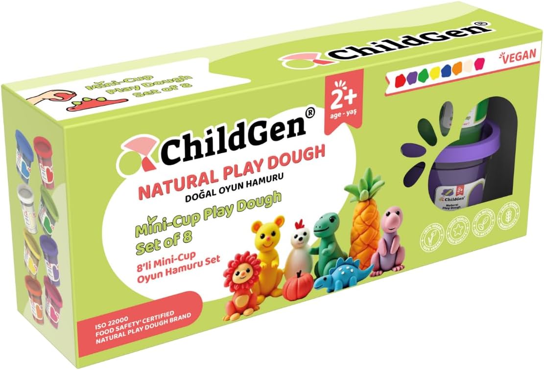 ChildGen – Natuurlijke Speelklei Mini Potjes (8 stuks)