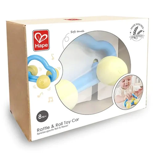 Hape rammel rol speelgoedauto in verpakking