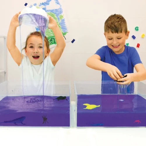 Kinderen met Zimpli Kids glitter slijm bad