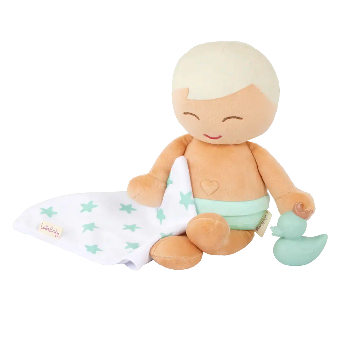LullaBaby Zachte Badpop – Jongen met blond haar | Groot - Afbeelding 3