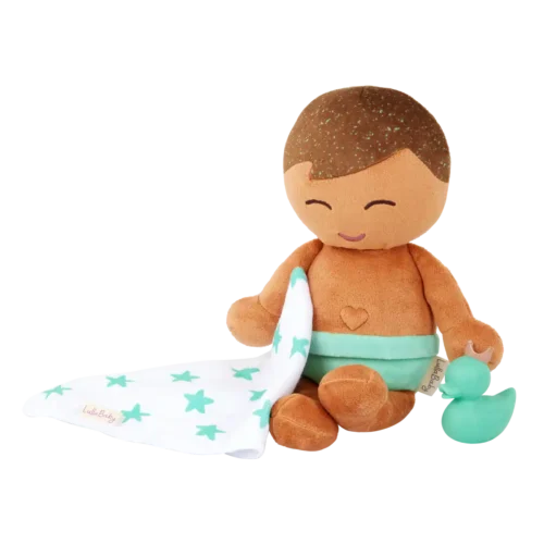 Alternative view of LullaBaby Zachte Badpop – Jongen met bruin haar | Groot