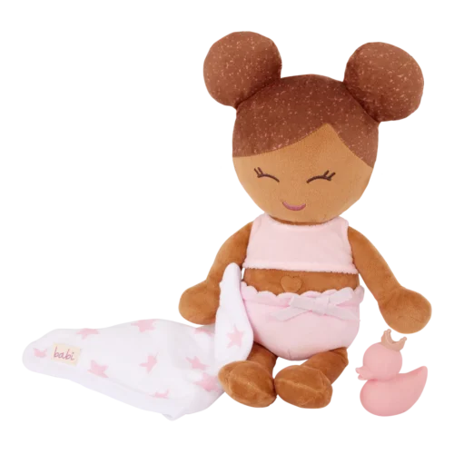 LullaBaby Zachte Badpop – Meisje met bruin haar Groot 2