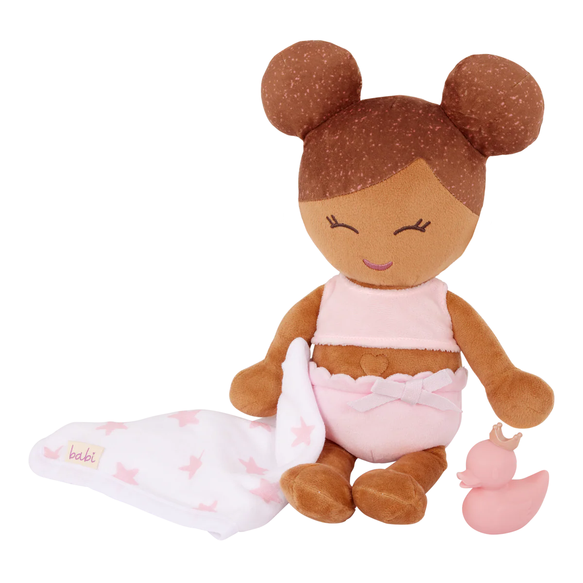 LullaBaby Zachte Badpop – Meisje met bruin haar | Groot - Afbeelding 3