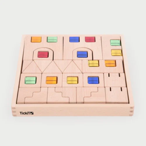 TickiT Houten Bouwstenen met Edelstenen – 40-delig
